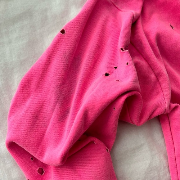 Bombshell Sportswear Pink Distressed Sweatshirt - Picture 3 of 5